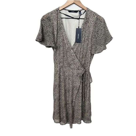 NWT ASOS Vero Moda Wrap Dress Nomad Lola Leopard Cheetah Sz Medium Animal Print - Picture 3 of 11